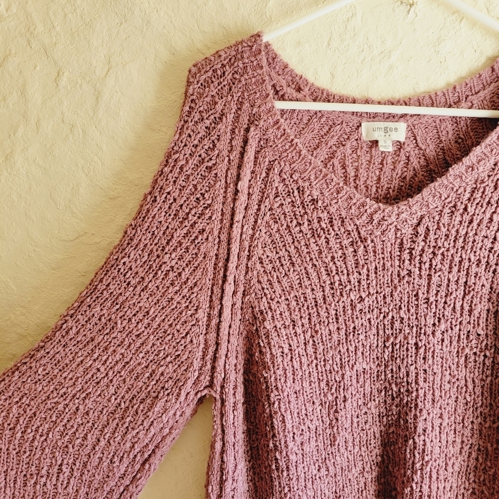 Umgee Mauve Pink Knit Oversized Sweater Side Split Small - Picture 8 of 14